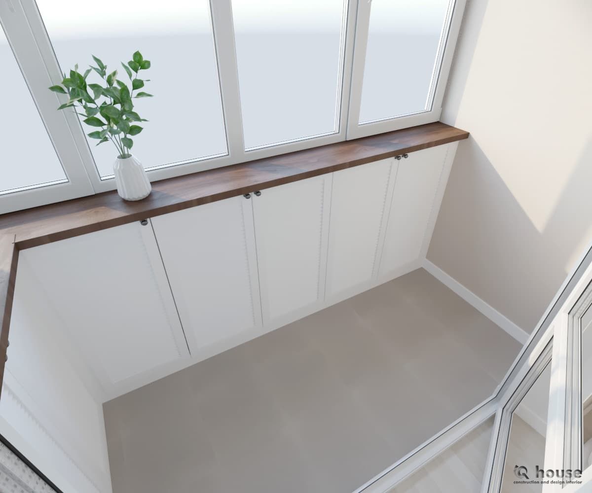 Дизайн балкона с дополнительным местом для храненияе